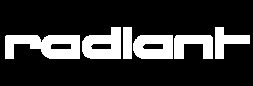 Logo RADIANT in weißer Schrift auf transparentem Hintergrund